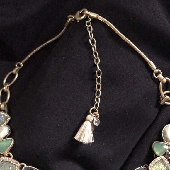 Beautiful Teal and Aqua Gold Statement Necklace - Picture 3 of 4